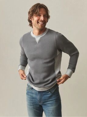 American Giant Men's Colorblock Summit Waffle Long Sleeve Crew gray Size L NWOT